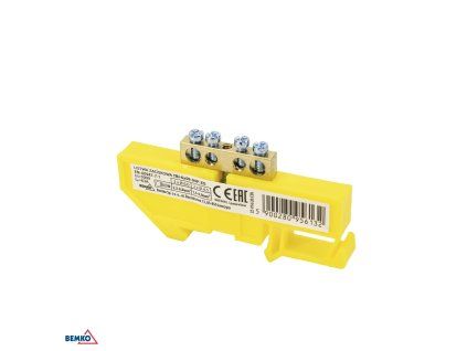 Schelinger svornica za DIN šinu 35 mm, 63 A, 500 V, žuta BM-A18-TBI-6X09-04P-ZO