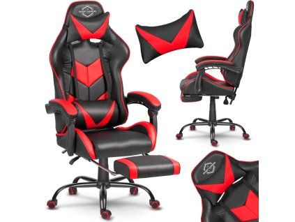 Sofotel Cerber gaming stolica s osloncem za noge, crno-crvena J-2462